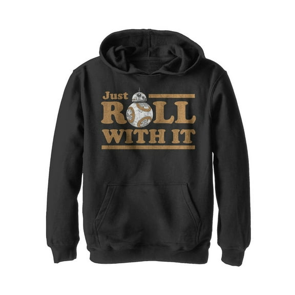 Boy's Star Wars The Last Jedi BB-8 Just Roll  Pull Over Hoodie Black Small