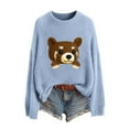thumbnail image 4 of Essentials Women's Sweater Knit Cute Animal Graphic Long Sleeve Crewneck Fall Sweaters Light Blue, 4 of 4