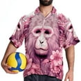 thumbnail image 4 of Pink Monkey Gorilla Men's Short Sleeve Button Down Beach Shirts, Casual Printed Summer Unisex Tops, 4 of 6