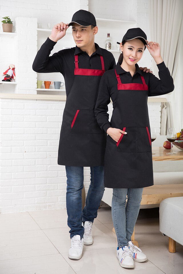 Fashion Men Women Cooking Kitchen Restaurant Chef Bib Apron Dress with Pock 