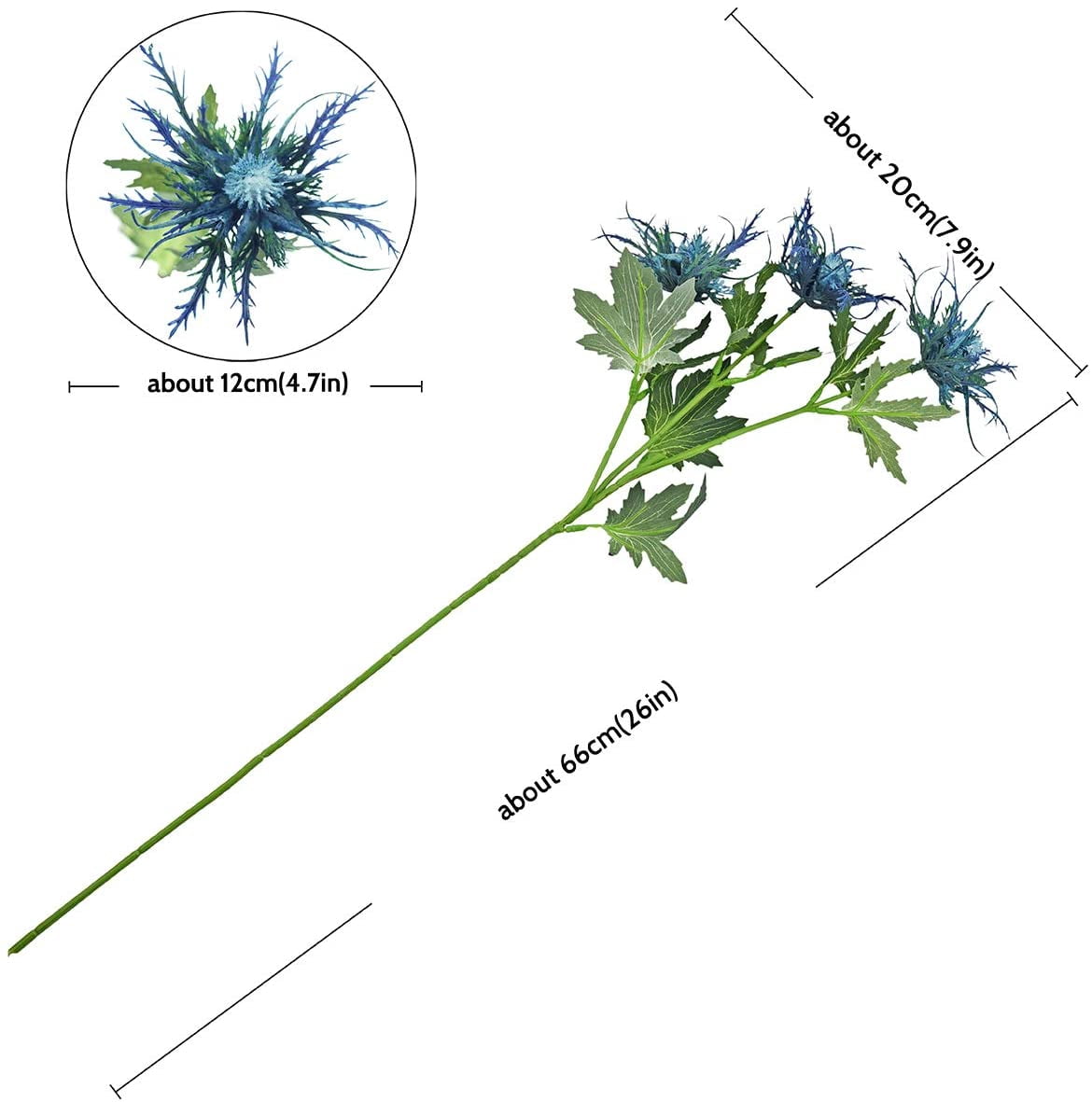 Viworld Real Size Artificial Thistle Flowers Real Touch 8 Stems Rustic Blue Thistle Decor Spray Eryngium | Sea Holly for Wedding Bouquet Centerpiece 26 inches