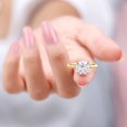 thumbnail image 3 of Moissanite Solitaire Engagement Ring (8 mm Cushion Cut Moissanite, 3.25 CT, D-VS1 Quality), 14K Yellow Gold, US 5.25, 3 of 7