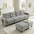thumbnail image 5 of Harper & Bright Designs Modular Sectional Sofa Set with 2 Ottoman, 4-Seat U-Shaped Couch with USB Ports and Side Tables, Chenille Upholstered Sectional Sofa for Living Room, Grey, 5 of 11