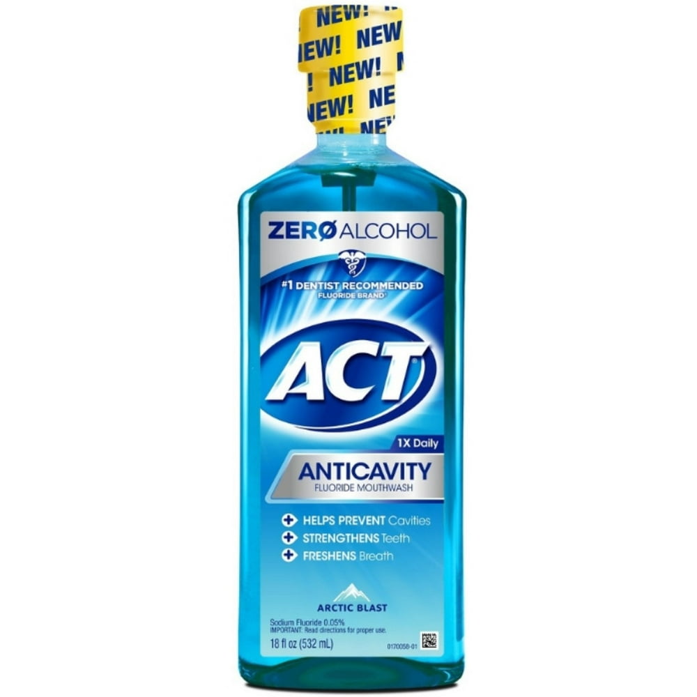 ACT Anticavity Fluoride Mouthwash Arctic Blast, 18 oz (Pack of 2