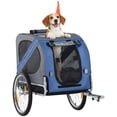 thumbnail image 1 of Aosom Dog Bike Trailer Pet Cart Bicycle Wagon Cargo Carrier Attachment for Travel with 3 Entrances Large Wheels for Off-Road & Mesh Screen, Blue, 1 of 10