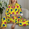 thumbnail image 6 of Fotbe Colorful Ping Pong Pattern Long Sleeve Pajama Set for Women,Sleepwear Set,2-piece Loungewear Set,Soft PJs Comfy Nightwear with Pockets -Large, 6 of 7