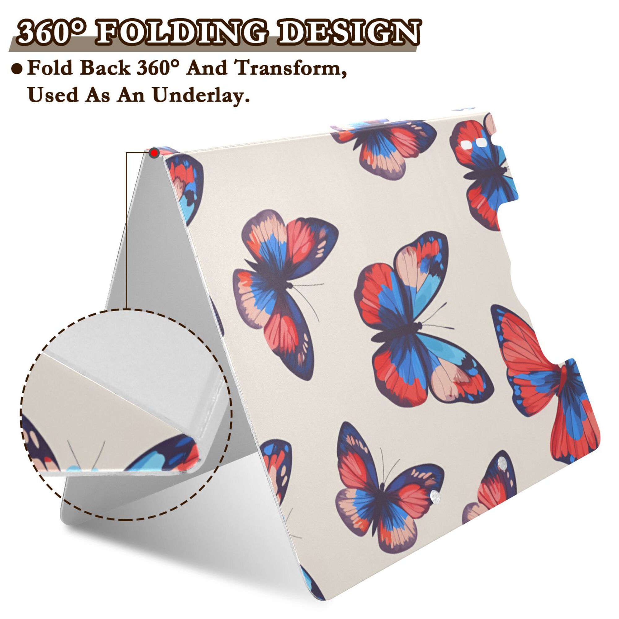 FORMRS A4 Clipboard Folder with Pen Holder Horizontal Foldable School Office Binder, Blue Butterflies