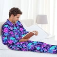 thumbnail image 6 of Lsque Flower Happy Skull Pattern Long Sleeve Pajama Set for Men - Soft 2-Piece Sleepwear and Loungewear Set with Pockets, Comfy Nightwear-Large, 6 of 7