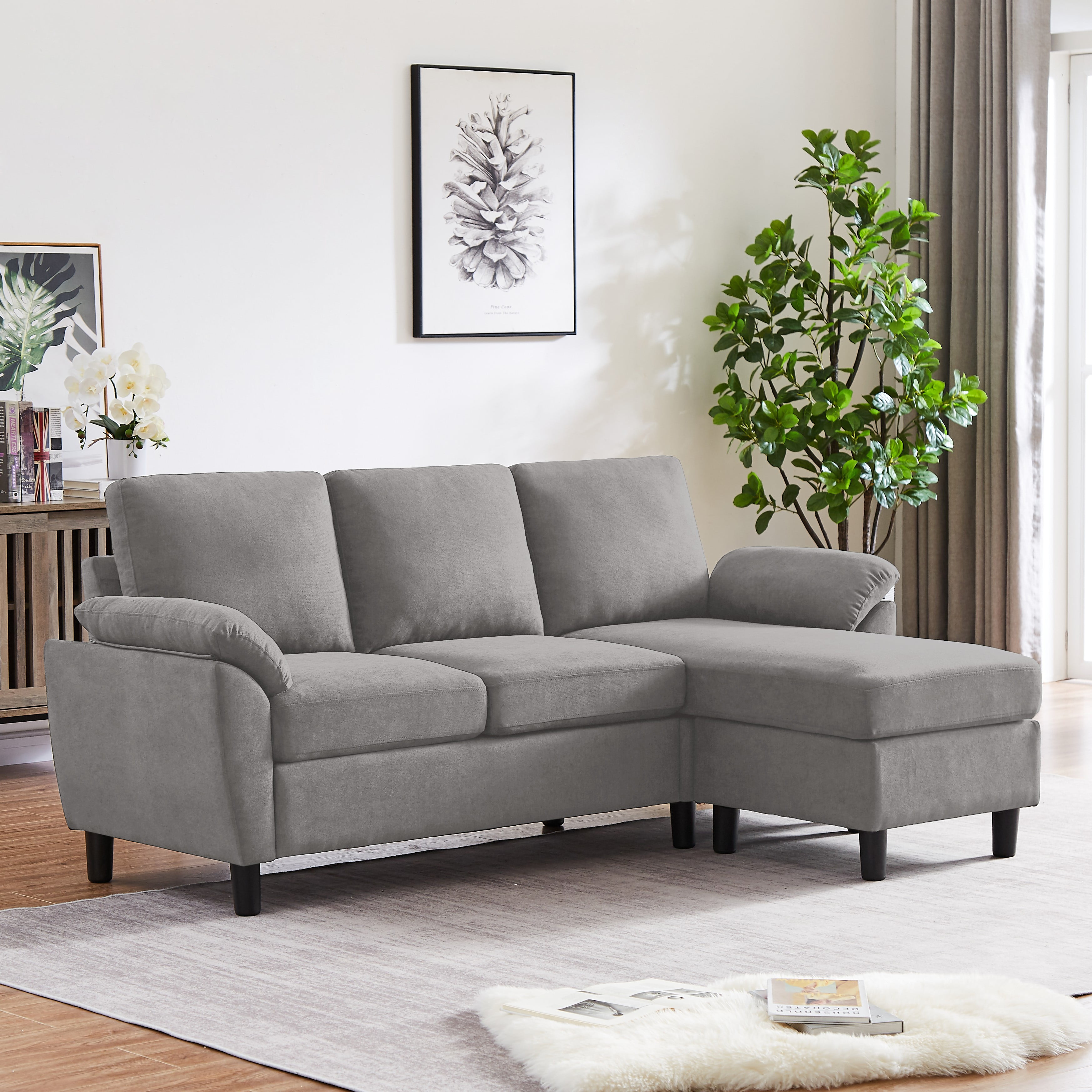 Jarenie Modern Fabric LShapped Sofa Sectional Couches for Living Room