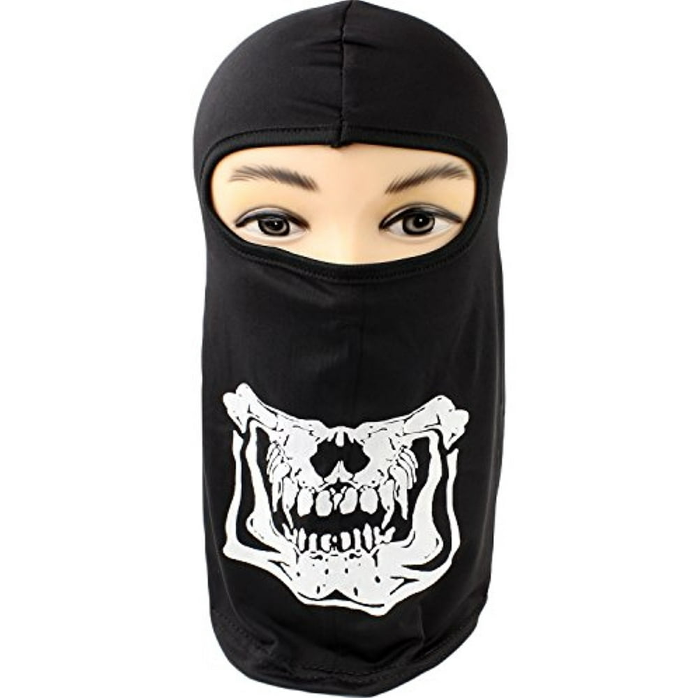 bogo Brands Black Balaclava Ski Mask with Skull Jaw Print Motorcycle