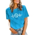thumbnail image 1 of TSADFHJI Chandail en Molleton Col Rond Femmes T-Shirts Vintage Femmes T-Shirts de Volleyball Équipe Tee Tops Graphique Volleyball Décontracté Manches Courtes P Bleu Ciel, 1 of 4