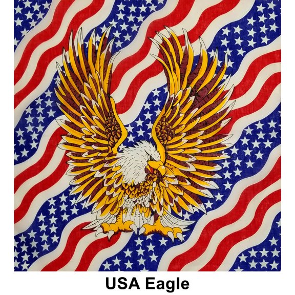 USA Eagle Design Print Cotton Bandana (22 inches x 22 inches)