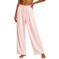 thumbnail image 2 of JSROAC Vertical Stripe Pants for Womens Elastic Waist Wide Leg Lounge Pants Loose Casual Straight Trousers Casual Lightweight Daily Bottoms, 2 of 9