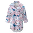 thumbnail image 4 of Xoenoiee Butterfly Cherry Blossom Print Women Beach Cover Ups Shirt V Neck Button Down Swimsuit Coverup Summer Swimwear Long Sleeve Cover Up Dress Plus Size, M, 4 of 7