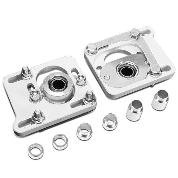 DNA Motoring CBK-PLT-FM94-WH For 1994 to 2004 Ford Mustang 4th Gen SN-95 Front Adjustable Camber Caster Plates Coilover Alignment Kit ( White ) 95 96 97 98 99 00 01 02 03