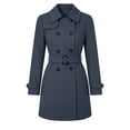 thumbnail image 5 of TGSLY Women's Wool Blend Coat Soft Notched Lapel Double Breasted Button Long Sleeve Jacket Casual Solid Color Mid-Length Belt Winter Outerwear M, 5 of 9