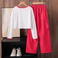 thumbnail image 5 of Wxirdiow Girls Toddler Clothes Girl's 2 Piece Outfits Graphic Crewneck Sweatshirt and Cargo Pants Set Fall Clothes Red Size,11-12 Years, 5 of 7