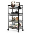 thumbnail image 2 of Yardi Yard Black/Gray 4 Tier Storage Rack Trolley Cart-Black, Rolling Utility Cart with Drawer,Multifunctional Storage Organizer, 2 of 8