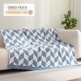 thumbnail image 3 of Chevron Blue Twin (60"x80") Knit Throw Blanket, 3 of 6