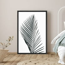 PixonSign Framed Canvas Print Wall Art Minimalist Palm Leaf Nature Plants Photography Modern Art Chic Relax/Calm Dark Black and White for Living Room, Bedroom, Office - 16"x24" Black