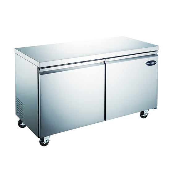 SABA 238 oz Two Door Stainless Steel Door Undercounter Refrigerator, Silver
