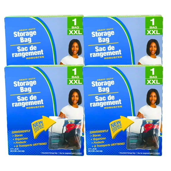 (4) XXL Zip Lock Storage Bag with Handle, 24x20 in. Resealable Clear Bags for Clothes Blankets Summer Vacation Travel Picnics Home Kitchen Organizer