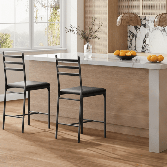 Yeshouse Counter Height Bar Stools with Relaxing Ergonomic Design and Durable Faux Leather Finish, Set of 2