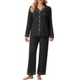 thumbnail image 4 of Cueply Womens Pajama Sets Long Sleeve Knit Button Down Pj Lounge Sets Sleepwear with Drawstring Pockets, 4 of 7