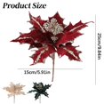 thumbnail image 3 of Clearance Under $4 Glitter Poinsettia Christmas Flower with Clip – 5.9 Inch Sparkling Red Bloom for Tree, Wreath, Garland & Holiday Decor, Single, 3 of 9