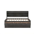 thumbnail image 5 of Euroco Wood Twin Size Daybed with Shelf, Wood Captain Bed with Drawers and Trundle Kids Teens, Antique Gray, 5 of 14