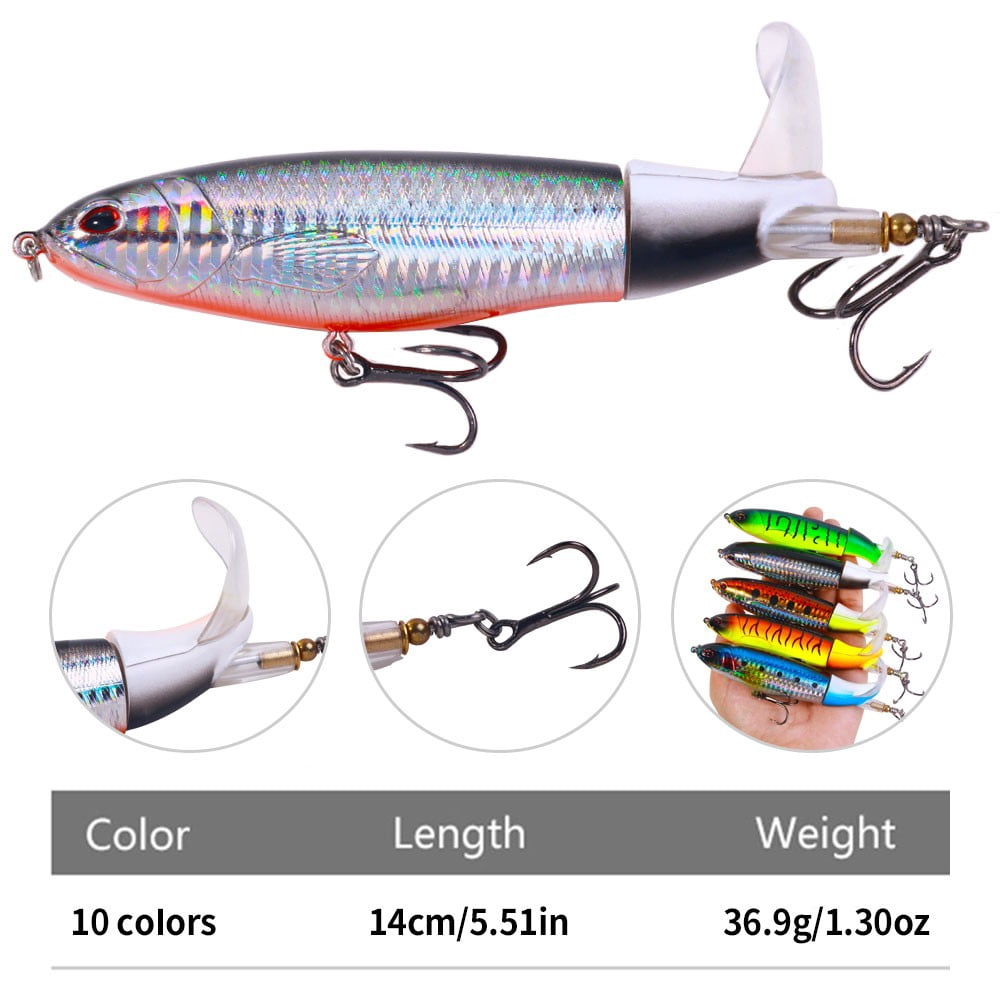 10x Whopper Plopper Topwater Floating Fishing Lures Rotating Tail for Bass 5.5"