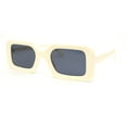 thumbnail image 2 of Womens Mod Narrow Rectangle Minimal Fashion Plastic Sunglasses Ivory - Black, 2 of 4