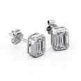 thumbnail image 4 of JeenMata Bezel Set 2 Carat Emerald Shaped Moissanite Solitaire Stud Earrings In 18K White Gold Plating Over Silver, 4 of 5