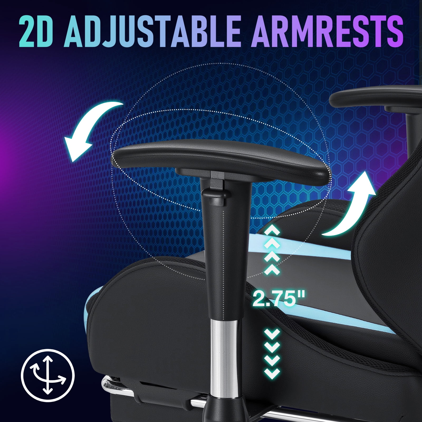 Hoffree LED Gaming Chair for Kids 8-14 Gaming Chairs for Teens with Adjustable Headrest and Lumbar Support Ergonomic PU Leather Kids Gaming Chair with Led Lights