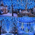 thumbnail image 4 of Christmas Lights Outdoor Meteor Shower Lights 24-Tube 576LEDs Snow Falling Rain Cascading Icicle Light for Xmas Tree Christmas Decorations Wedding Party Holiday Garden Decor, UL Plug Blue, 4 of 8