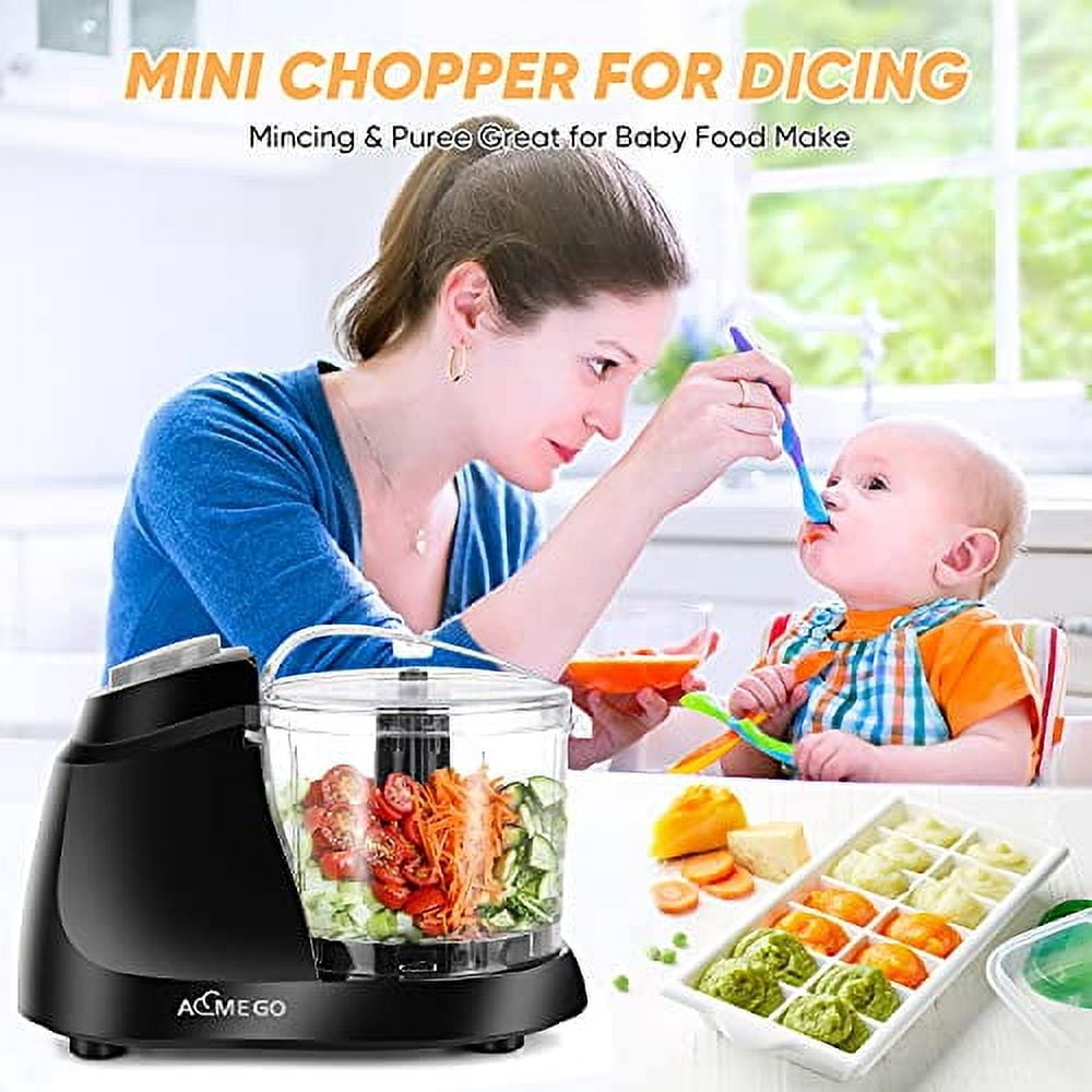 Mini Food Processor 1.5 Cup Meat &Vegetable Electric Food Chopper Detachable Small Food Grinder with Stainless Steel Blade for Dicing Mincing Blending Puree