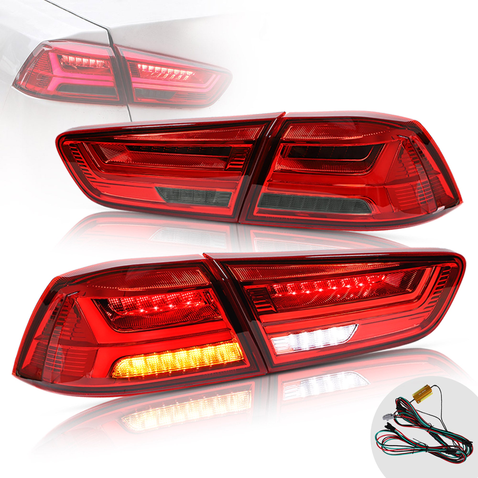 Vland Custom Tail Lights for Mitsubishi Lancer/EVO X 20082018 LED Animated Rear Lights, Upgrade