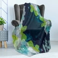 thumbnail image 4 of Navy Soft Flannel Fleece Throw Blanket, Sketchy Abstract Blossoms Flowers with Leaves on Grunge Backdrop, Cozy Plush for Indoor and Outdoor Use, 50" x 70", Pale Green Navy Blue, by Ambesonne, 4 of 5