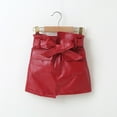 thumbnail image 2 of GEZHEN Children's Girls Leather PU Leather Skirt Outer Wear Four Colors Toddler Girls Winter Autumn PU Skirt Fashion Outwear for Babys Clothes Bow Tie Solid Colour Black Red Green Brown, 2 of 6