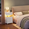 thumbnail image 1 of Mesita de Noche con estación de Carga USB y Enchufe - Buros para recamara - Mesa de Noche con 4 cajones - Mesa Auxiliar con luz led Ajustable., 1 of 7