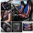thumbnail image 2 of Yuyamidu American Flag Car Seat Covers Front Back Seat Cover Full Set Patriotic Car Steering Wheel Cover Safe Belt Pads Coasters Keychain 12 PCS, 2 of 6