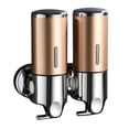 thumbnail image 2 of Tuvgenk Gold 2-Chamber Soap Dispenser, Wall Mounted Shampoo for Bathroom, No Drill Adhesive Set, Refillable Bottles for Body Wash, 2 of 7