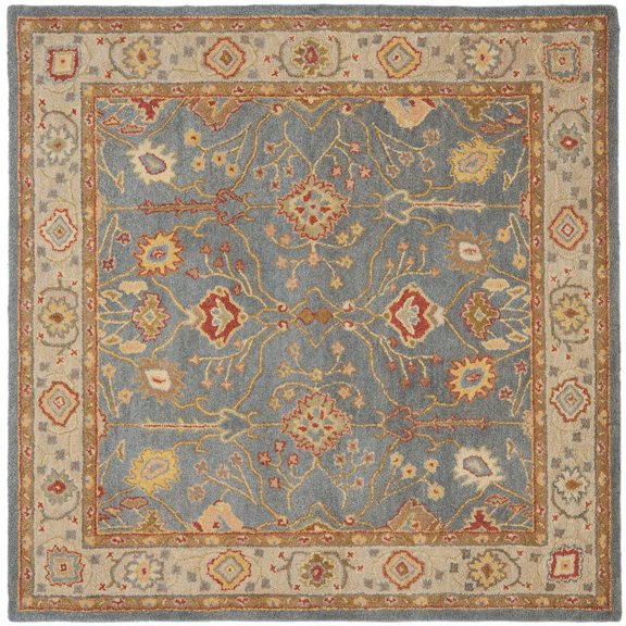 SAFAVIEH Antiquity Chanelle Oriental Wool Area Rug, Blue/Ivory, 6' x 6' Square