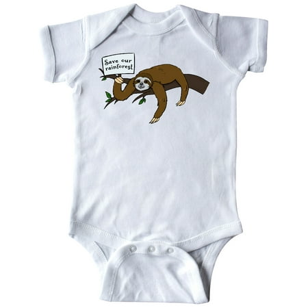 

Inktastic Save Our Rain Forest with Cute Sloth on Tree Branch Gift Baby Boy or Baby Girl Bodysuit