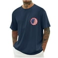 thumbnail image 1 of Txeol Chemises Patriotiques pour Hommes Manches Courtes T-Shirt Graphique Rétro Col Rond Décontracté T-Shirt Imprimé Drapeau Américain, Marine, TTG, 1 of 1