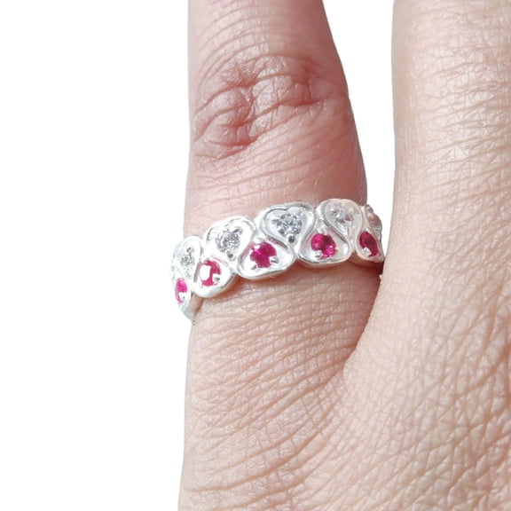 Ruby Ring, Solid 925 Sterling Silver, Womens Ring, Natural Ruby, July Birthstone, Micron, Christmas, Thanksgiving, Tiny Dainty Ring, CZ Ring, Handmade, Statement Jewelry, Wedding, Anniversary Gift