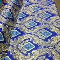thumbnail image 5 of Metallic Floral Brocade Fabric 60" By Yard in Red Gold White Purple Blue Green (Royal Blue / Gold), 5 of 5