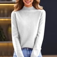 thumbnail image 6 of Knit Sweaters for Women Mock Turtleneck Warm Sweater Long Sleeve Tops Casual Soft Lightweight Shirts White 2XL, 6 of 7
