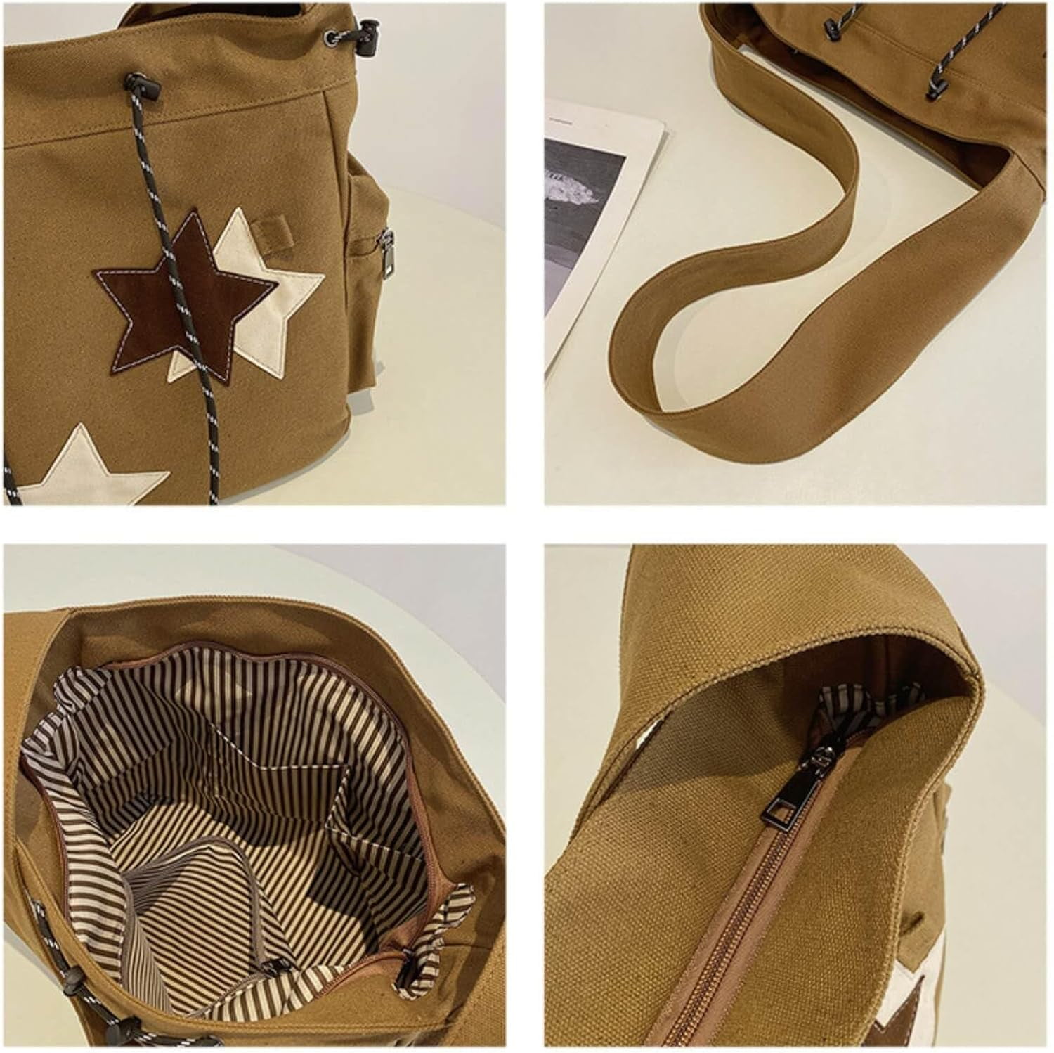 Y2K Star Canvas Messenger Bag, Cute Tote Bags Aesthetic, Small Shoulder Travel Crossbody Bags For Women