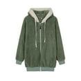 thumbnail image 4 of Hontri Women's Fleece Jackets & Coats on Sales, Women's Autumn and Winter New Casual Fashion Loose Plush Zipper Hooded Coat Blue,Black,Grey,Red,Khaki,Green,Ag,Dark Gray, 4 of 8